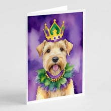 Load image into Gallery viewer, Wheaten Terrier King of Mardi Gras Greeting Cards - Blank Note Cards – 8-Pack of Artist-Designed Cards with Envelopes