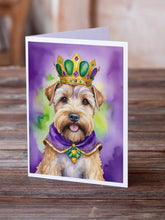 Load image into Gallery viewer, Wheaten Terrier King of Mardi Gras Greeting Cards - Blank Note Cards – 8-Pack of Artist-Designed Cards with Envelopes