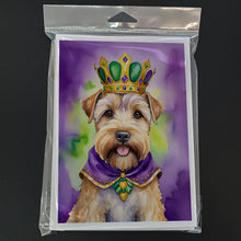 Load image into Gallery viewer, Wheaten Terrier King of Mardi Gras Greeting Cards - Blank Note Cards – 8-Pack of Artist-Designed Cards with Envelopes