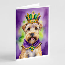 Load image into Gallery viewer, Wheaten Terrier King of Mardi Gras Greeting Cards - Blank Note Cards – 8-Pack of Artist-Designed Cards with Envelopes