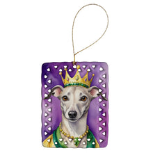 Load image into Gallery viewer, Whippet King of Mardi Gras Porcelain Ornament