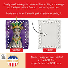 Load image into Gallery viewer, Whippet King of Mardi Gras Porcelain Ornament