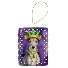 Load image into Gallery viewer, Whippet King of Mardi Gras Porcelain Ornament