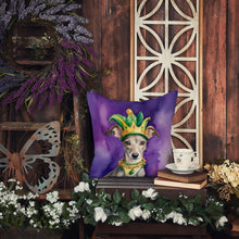 Load image into Gallery viewer, Whippet King of Mardi Gras Throw Pillow - 14x14 Decorative Pillow – Art for Your Home &amp; Patio