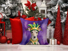 Load image into Gallery viewer, Whippet King of Mardi Gras Throw Pillow - 14x14 Decorative Pillow – Art for Your Home &amp; Patio