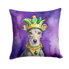 Load image into Gallery viewer, Whippet King of Mardi Gras Throw Pillow - 14x14 Decorative Pillow – Art for Your Home &amp; Patio