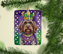 Load image into Gallery viewer, Wirehaired Pointing Griffon King of Mardi Gras Porcelain Ornament
