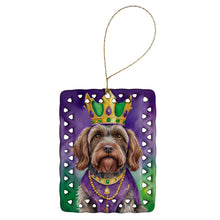 Load image into Gallery viewer, Wirehaired Pointing Griffon King of Mardi Gras Porcelain Ornament
