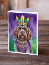 Load image into Gallery viewer, Wirehaired Pointing Griffon King of Mardi Gras Greeting Cards - Blank Note Cards – 8-Pack of Artist-Designed Cards with Envelopes