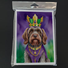 Load image into Gallery viewer, Wirehaired Pointing Griffon King of Mardi Gras Greeting Cards - Blank Note Cards – 8-Pack of Artist-Designed Cards with Envelopes