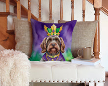 Load image into Gallery viewer, Wirehaired Pointing Griffon King of Mardi Gras Throw Pillow - 14x14 Decorative Pillow – Art for Your Home &amp; Patio