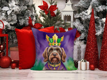 Load image into Gallery viewer, Wirehaired Pointing Griffon King of Mardi Gras Throw Pillow - 14x14 Decorative Pillow – Art for Your Home &amp; Patio