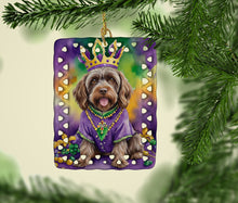Load image into Gallery viewer, Wirehaired Pointing Griffon King of Mardi Gras Porcelain Ornament