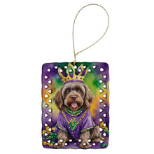 Load image into Gallery viewer, Wirehaired Pointing Griffon King of Mardi Gras Porcelain Ornament