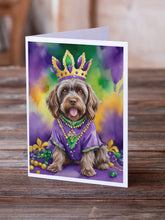 Load image into Gallery viewer, Wirehaired Pointing Griffon King of Mardi Gras Greeting Cards - Blank Note Cards – 8-Pack of Artist-Designed Cards with Envelopes