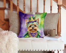 Load image into Gallery viewer, Yorkshire Terrier King of Mardi Gras Throw Pillow - 14x14 Decorative Pillow – Art for Your Home &amp; Patio