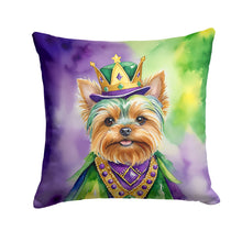 Load image into Gallery viewer, Yorkshire Terrier King of Mardi Gras Throw Pillow - 14x14 Decorative Pillow – Art for Your Home &amp; Patio