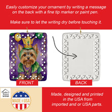 Load image into Gallery viewer, Yorkshire Terrier King of Mardi Gras Porcelain Ornament