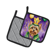 Load image into Gallery viewer, Yorkshire Terrier King of Mardi Gras Pot Holders - Set of 2 Decorative Kitchen Helpers | Made in the USA