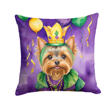 Load image into Gallery viewer, Yorkshire Terrier King of Mardi Gras Throw Pillow - 14x14 Decorative Pillow – Art for Your Home &amp; Patio