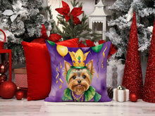 Load image into Gallery viewer, Yorkshire Terrier King of Mardi Gras Throw Pillow