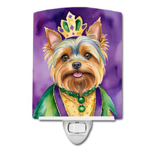 Load image into Gallery viewer, Yorkshire Terrier King of Mardi Gras Ceramic Night Light
