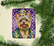 Load image into Gallery viewer, Yorkshire Terrier King of Mardi Gras Porcelain Ornament