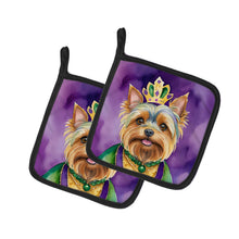 Load image into Gallery viewer, Yorkshire Terrier King of Mardi Gras Pot Holders - Set of 2 Decorative Kitchen Helpers | Made in the USA