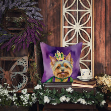 Load image into Gallery viewer, Yorkshire Terrier King of Mardi Gras Throw Pillow - 14x14 Decorative Pillow – Art for Your Home &amp; Patio