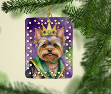 Load image into Gallery viewer, Yorkshire Terrier King of Mardi Gras Porcelain Ornament