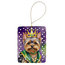 Load image into Gallery viewer, Yorkshire Terrier King of Mardi Gras Porcelain Ornament