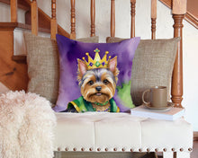 Load image into Gallery viewer, Yorkshire Terrier King of Mardi Gras Throw Pillow - 14x14 Decorative Pillow – Art for Your Home &amp; Patio