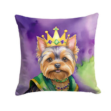 Load image into Gallery viewer, Yorkshire Terrier King of Mardi Gras Throw Pillow - 14x14 Decorative Pillow – Art for Your Home &amp; Patio