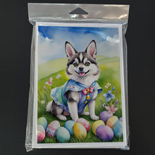 Load image into Gallery viewer, Alaskan Klee Kai Easter Egg Hunt Greeting Cards - Blank Note Cards – 8-Pack of Artist-Designed Cards with Envelopes