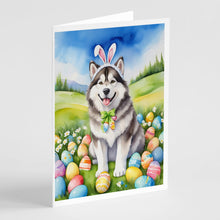 Load image into Gallery viewer, Alaskan Malamute Easter Egg Hunt Greeting Cards - Blank Note Cards – 8-Pack of Artist-Designed Cards with Envelopes