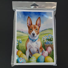 Load image into Gallery viewer, Basenji Easter Egg Hunt Greeting Cards - Blank Note Cards – 8-Pack of Artist-Designed Cards with Envelopes