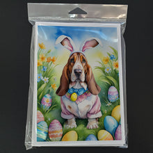 Load image into Gallery viewer, Basset Hound Easter Egg Hunt Greeting Cards - Blank Note Cards – 8-Pack of Artist-Designed Cards with Envelopes