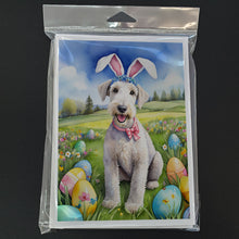 Load image into Gallery viewer, Bedlington Terrier Easter Egg Hunt Greeting Cards - Blank Note Cards – 8-Pack of Artist-Designed Cards with Envelopes