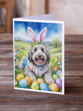 Load image into Gallery viewer, Bergamasco Sheepdog Easter Egg Hunt Greeting Cards - Blank Note Cards – 8-Pack of Artist-Designed Cards with Envelopes