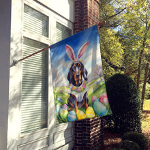 Load image into Gallery viewer, Black and Tan Coonhound Easter Egg Hunt House Flag
