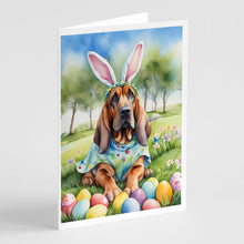 Load image into Gallery viewer, Bloodhound Easter Egg Hunt Greeting Cards - Blank Note Cards – 8-Pack of Artist-Designed Cards with Envelopes