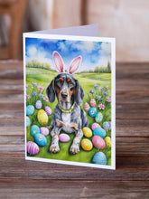 Load image into Gallery viewer, Bluetick Coonhound Easter Egg Hunt Greeting Cards - Blank Note Cards – 8-Pack of Artist-Designed Cards with Envelopes