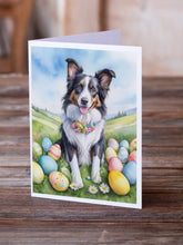 Load image into Gallery viewer, Border Collie Easter Egg Hunt Greeting Cards - Blank Note Cards – 8-Pack of Artist-Designed Cards with Envelopes