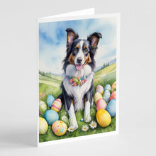Load image into Gallery viewer, Border Collie Easter Egg Hunt Greeting Cards - Blank Note Cards – 8-Pack of Artist-Designed Cards with Envelopes