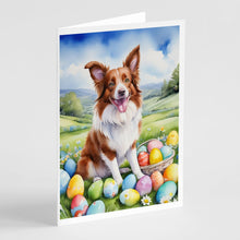Load image into Gallery viewer, Border Collie Easter Egg Hunt Greeting Cards - Blank Note Cards – 8-Pack of Artist-Designed Cards with Envelopes