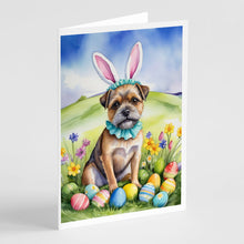Load image into Gallery viewer, Border Terrier Easter Egg Hunt Greeting Cards - Blank Note Cards – 8-Pack of Artist-Designed Cards with Envelopes
