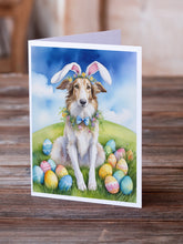 Load image into Gallery viewer, Borzoi Easter Egg Hunt Greeting Cards - Blank Note Cards – 8-Pack of Artist-Designed Cards with Envelopes