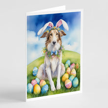 Load image into Gallery viewer, Borzoi Easter Egg Hunt Greeting Cards - Blank Note Cards – 8-Pack of Artist-Designed Cards with Envelopes