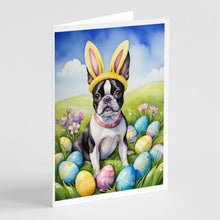 Load image into Gallery viewer, Boston Terrier Easter Egg Hunt Greeting Cards - Blank Note Cards – 8-Pack of Artist-Designed Cards with Envelopes