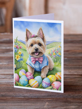 Load image into Gallery viewer, Cairn Terrier Easter Egg Hunt Greeting Cards - Blank Note Cards – 8-Pack of Artist-Designed Cards with Envelopes